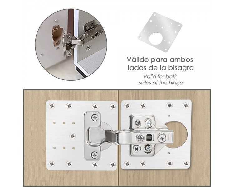 Placas de Reparacion Bisagras Cazoleta 9x9 cm. 1 piezas. Placa Repara Puertas, Placa Reparación Bisagras Mueble