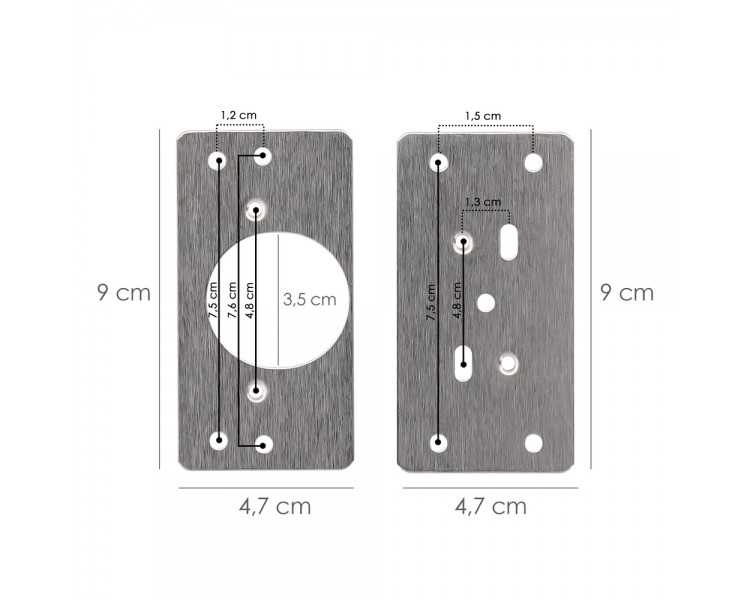 Placas de Reparacion Bisagras Cazoleta 4,7x9 cm. 2 piezas. Placa Repara Puertas, Placa Reparación Bisagras Mueble