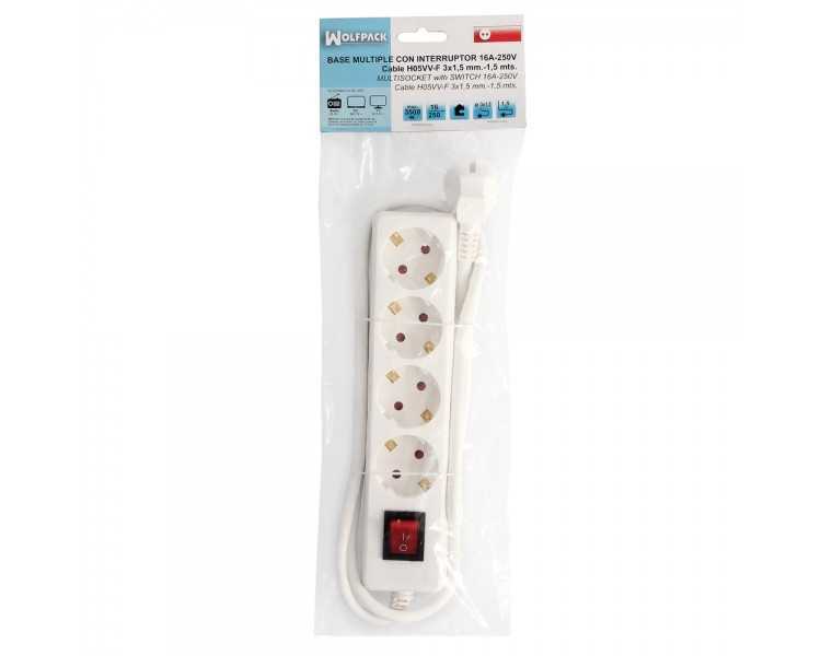 Base Multiple  4 Tomas Con Toma De Tierra Con Interruptor