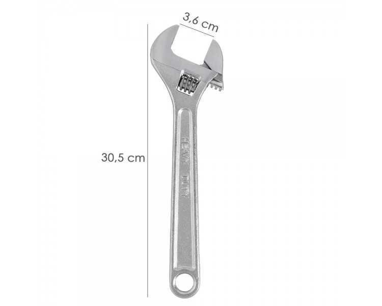 Llave Ajustable Moleta 12" / 300 mm. Llave Inglesa, Llave Apriete, Llave Ajustable
