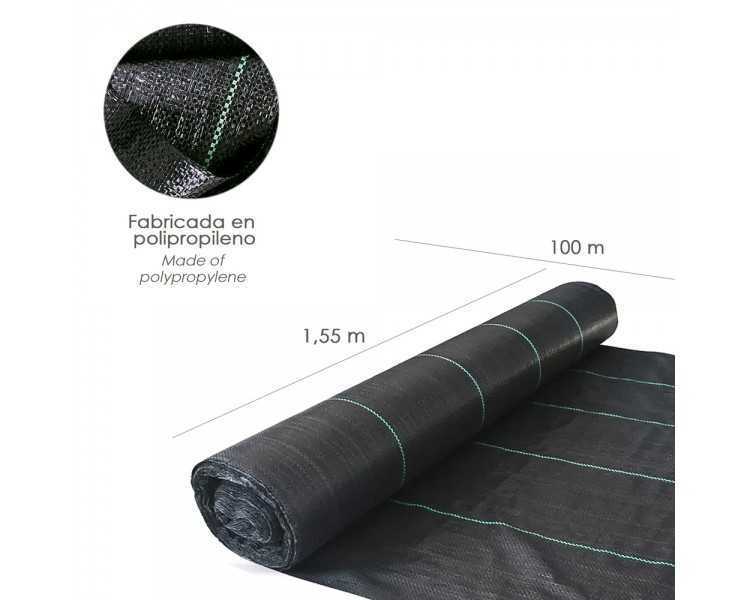Malla Antihierbas (Rollo 1,55x100 Metros) Malla Anti Maleza, Malla Geotextil Jardin, Tela Anti Hierbas Jardin