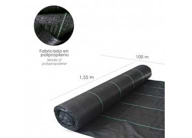 Malla Antihierbas (Rollo 1,55x100 Metros) Malla Anti Maleza, Malla Geotextil Jardin, Tela Anti Hierbas Jardin
