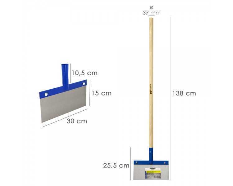 Rascador / Rasqueta Para Techos, Suelos, Paredes 300x150 mm. Con Mango Madera 1200 mm. Fabricado en Acero