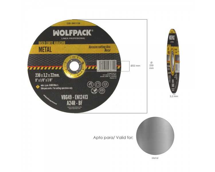 Disco Corte Abrasivo Metal Ø 230 x Ø 22 mm. Espesor 3,2 mm.Disco Radial / Amoladora Universal