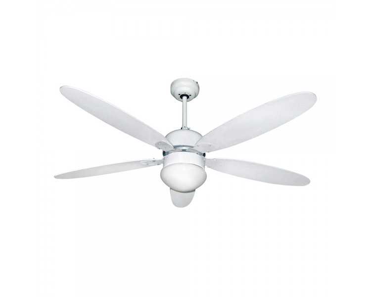 Ventilador Techo Ø 124 cm. 70 Watt. Con Luz y Mando A Distancia 5 Aspas y 3 Velocidades. Con temporizador