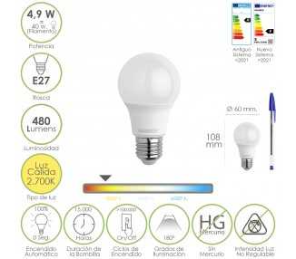 Bombilla Led Filamento Globo Mini Rosca E14. 4,5 Watt. Equivale A 40 Watt. Luz Cálida (2700º K.) 470 Lumenes.