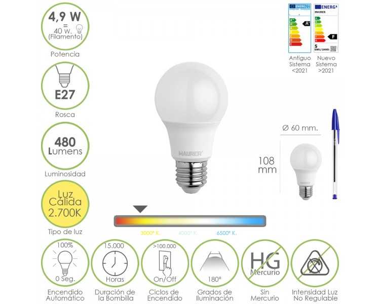 Bombilla Led Filamento Globo Mini Rosca E14. 4,5 Watt. Equivale A 40 Watt. Luz Cálida (2700º K.) 470 Lumenes.