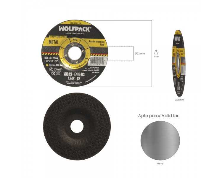 Disco Corte Abrasivo  Metal Ø 115 x Ø 22 mm. Espesor 3,2 mm. Disco Radial / Amoladora Universal Con Todas Las Amoladoras