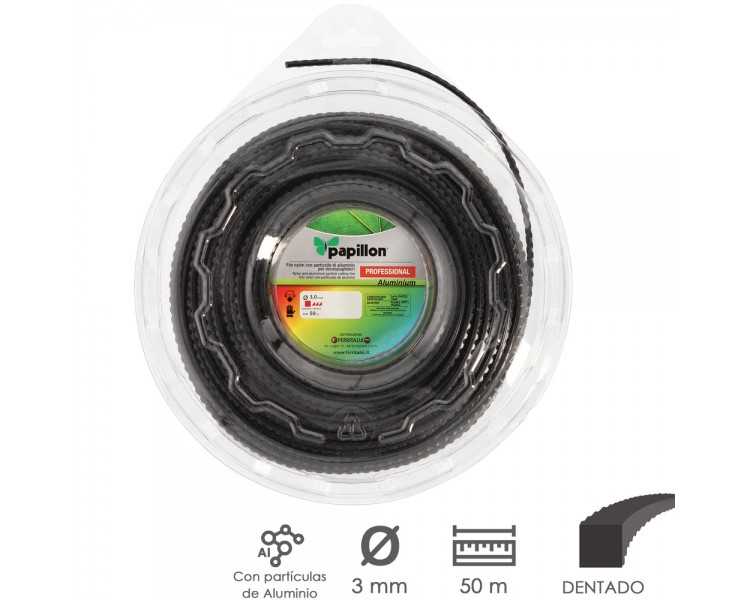 Hilo Nylon Desbrozadoras Cuadrado Dentado Profesional Ø 3,0 mm. Rollo 50 metros. Hilo Nylon Corte Desbrozadores Hierba,