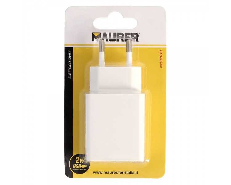 Cargador USB Dos Tomas 2.1 Amperios. 5 V. Adaptador Enchufe USB Cargador USB de Pared, Android, Iphone, Smartphones, Tablets.