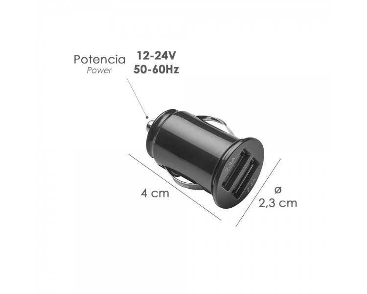 Cargador Coche USB Dos Tomas 2.1 Amperios. 5 V. Adaptador Enchufe USB Cargador USB de Pared, Android, Iphone, Smartphones