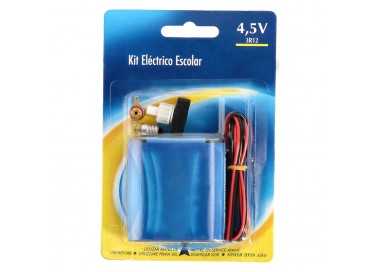 Kit Eléctrico Escolar, Set para el Colegio, Pila Petaca 4.5V, Interruptor 220V, Cable y Bombilla.