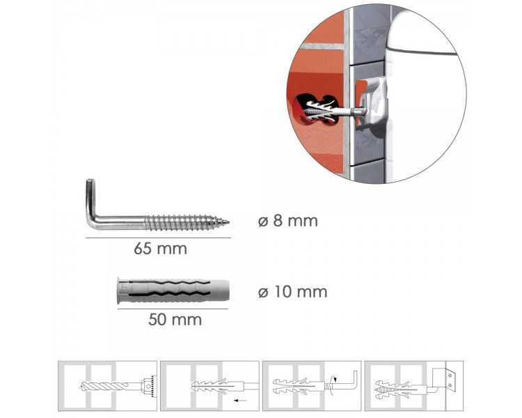 Kit Sanitario Alcayata Con Taco Ø 10 x 50 mm. Fijación Calentadores / Termos De Agua