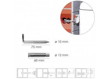 Kit Sanitario Alcayata Con Taco Ø 12 x 60 mm. Fijación Calentadores / Termos De Agua