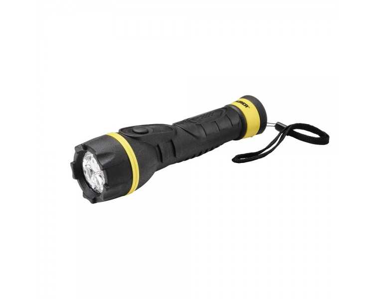 Linterna LED De Mano Goma Antideslizante A Pilas (2 AA) 55 Lumenes 1 Watt. Protección Ip44