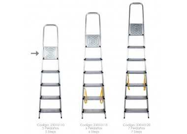 Escalera Doméstica Aluminio Profesional 5 Peldaños 12 cm Grosor.