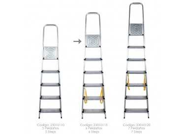 Escalera Doméstica Aluminio Profesional 6 Peldaños 12 cm Grosor.