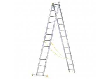 Escalera Aluminio 2 Tramos 12+12 Peldaños. Plegable, Antideslizante, Resistente