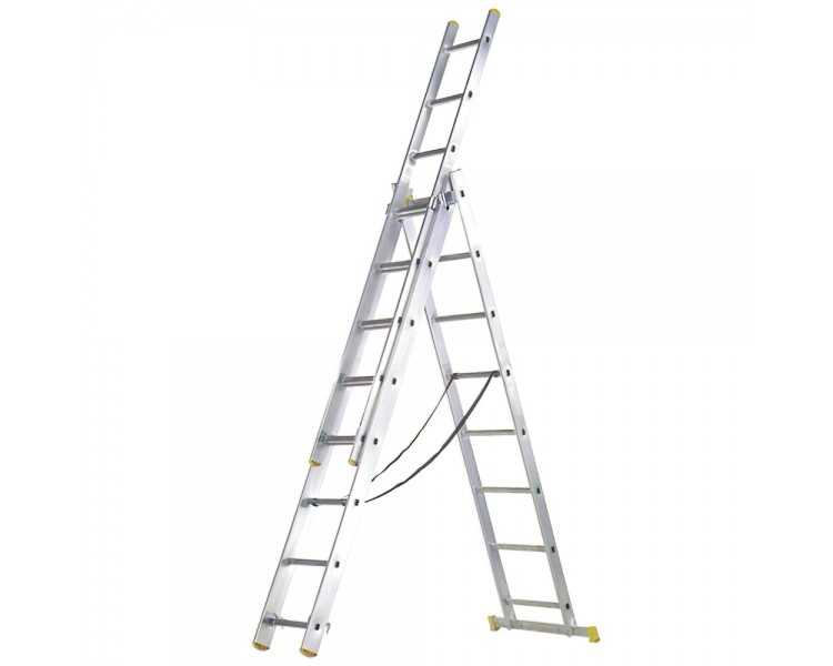 Escalera Aluminio 3 Tramos 9+9+9 Peldaños.Plegable, Telescópica, Antideslizante, Resistente.