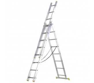 Escalera Aluminio 3 Tramos 7+7+7 Peldaños.Plegable, Telescópica, Antideslizante, Resistente.