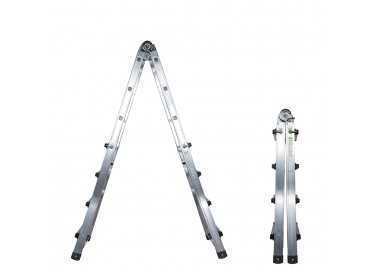 Escalera Telescópica Aluminio  3+3 Peldaños Perfil 67 mm.