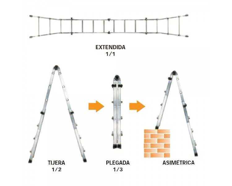 Escalera Telescópica Aluminio  5+5 Peldaños