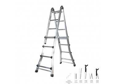 Escalera Telescópica Aluminio  6+6 Peldaños Perfil 67 mm.