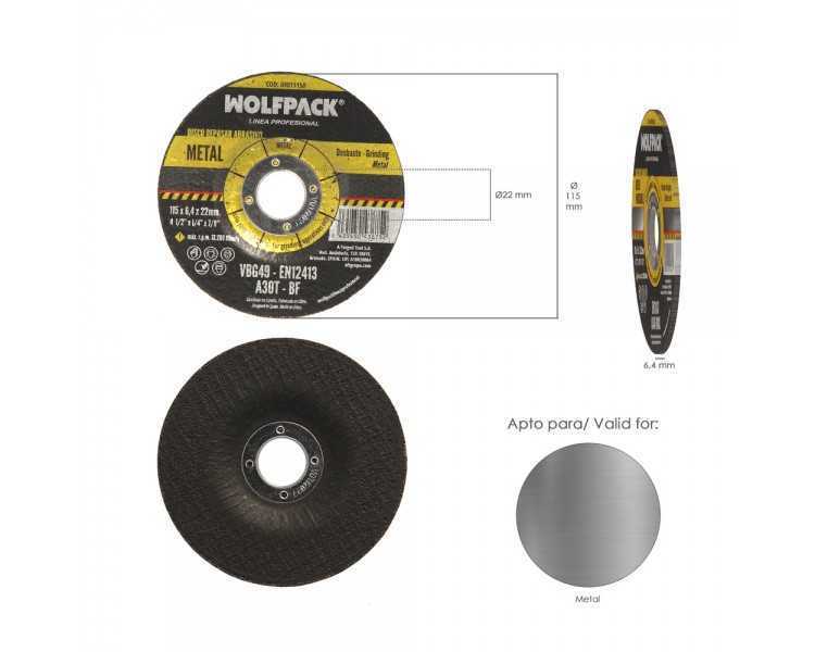 Disco Repasar Abrasivo Ø 115 x Ø 22 mm. Espesor 6,4 mm. Disco Radial / Amoladora Universal Compatible Con Todas Las Amoladoras