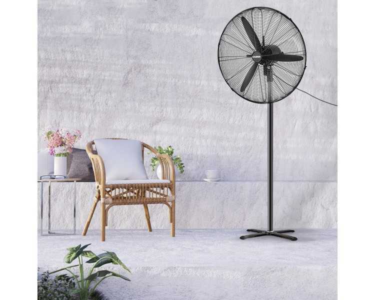 Ventilador Pie Ø 70 x195 cm. Negro 190 W. Oscilación Automatica, Altura Regulable, Cabezal Inclinable, Base Estable 60x60 cm.