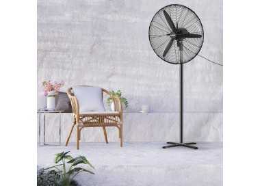 Ventilador Pie Ø 70 x195 cm. Negro 190 W. Oscilación Automatica, Altura Regulable, Cabezal Inclinable, Base Estable 60x60 cm.