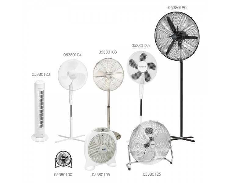 Ventilador Pie Ø 70 x195 cm. Negro 190 W. Oscilación Automatica, Altura Regulable, Cabezal Inclinable, Base Estable 60x60 cm.