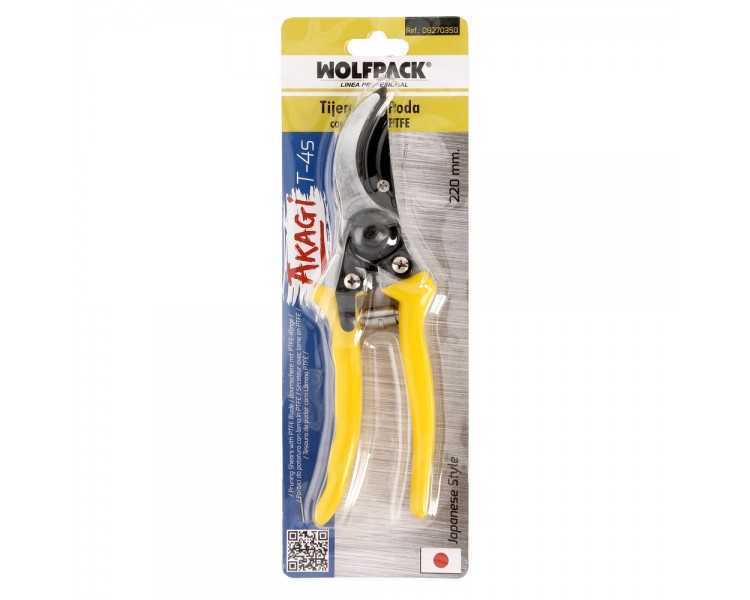 Tijera Podar 1 Mano Japonesa Akagi T-4S  220 mm. Mangos Aluminio Endurecido, Hoja Recubierta PTFE