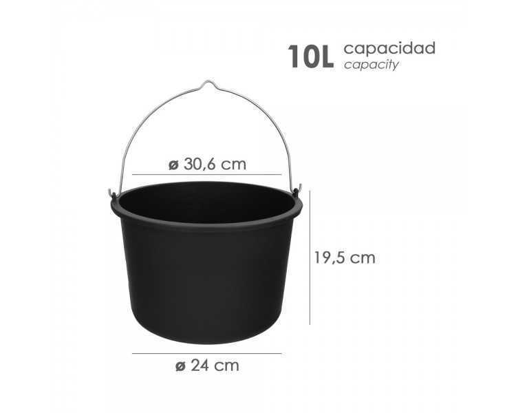 Cubo Obra Italiano Capacidad 10 Litros, Con Marcas Medidoras, Asa Acero Galvanizado, Resistente y Ligero.