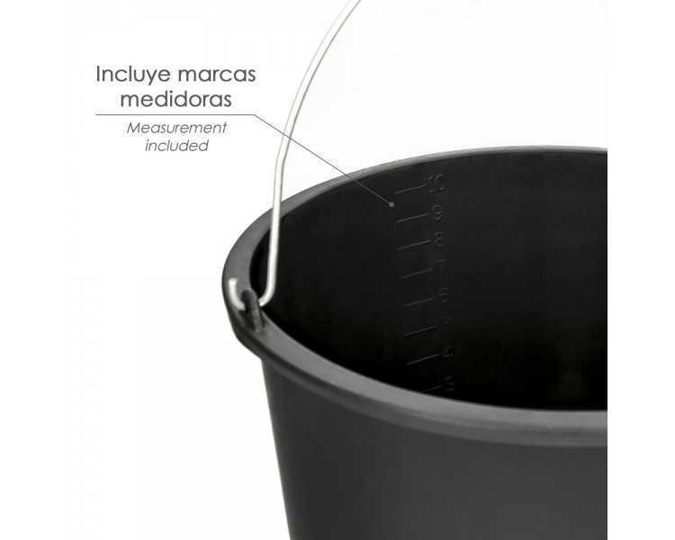 Cubo Obra Italiano Capacidad 10 Litros, Con Marcas Medidoras, Asa Acero Galvanizado, Resistente y Ligero.