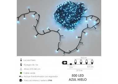 Guirnalda Luces Navidad 500 Leds Azul Hielo Uso en Interiores / Exteriores IP44