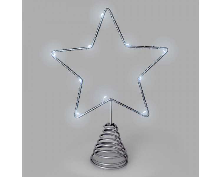 Guirnalda Adorno Luces Navidad Estrella Arbol Navidad Luz Blanco Frio. 10 Leds. Uso Interno Protección IP20. 2 Baterias AA