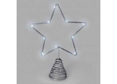 Guirnalda Adorno Luces Navidad Estrella Arbol Navidad Luz Blanco Frio. 10 Leds. Uso Interno Protección IP20. 2 Baterias AA