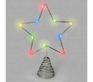 Guirnalda Adorno Luces Navidad Estrella Arbol Navidad Luz Multicolor. 10 Leds. Uso Interno Protección IP20. 2 Baterias AA