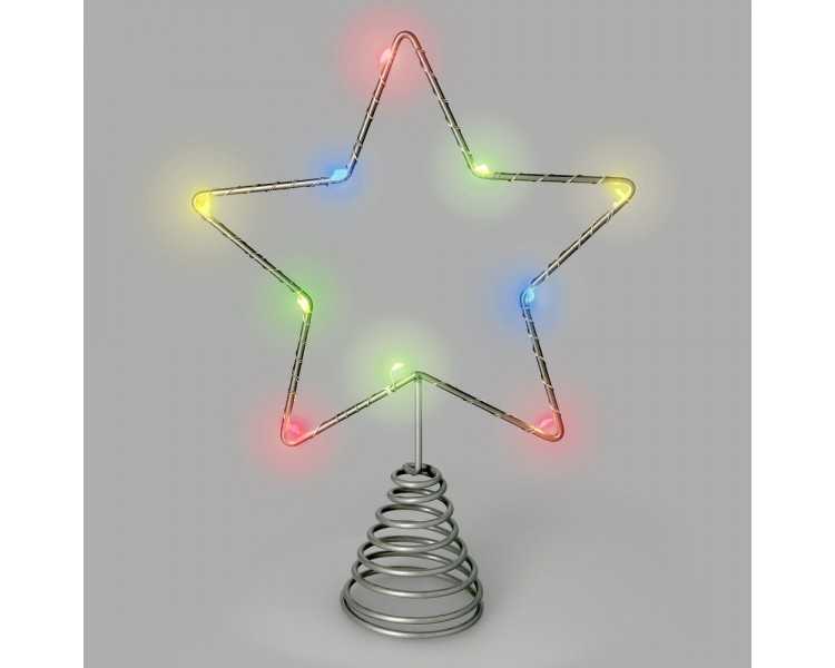 Guirnalda Adorno Luces Navidad Estrella Arbol Navidad Luz Multicolor. 10 Leds. Uso Interno Protección IP20. 2 Baterias AA