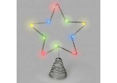 Guirnalda Adorno Luces Navidad Estrella Arbol Navidad Luz Multicolor. 10 Leds. Uso Interno Protección IP20. 2 Baterias AA