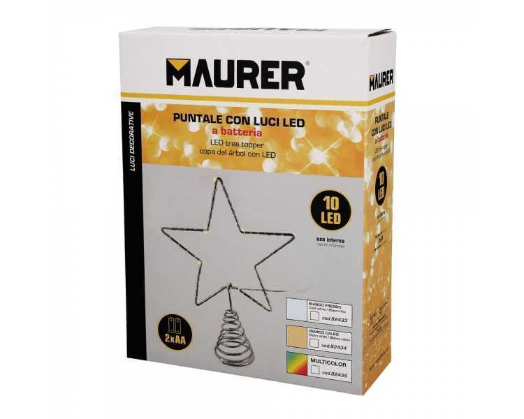 Guirnalda Adorno Luces Navidad Estrella Arbol Navidad Luz Multicolor. 10 Leds. Uso Interno Protección IP20. 2 Baterias AA