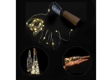 Luces Navidad Guirnalda Led con Tapon 20 Microled Blanco Calido IP20. A Pilas 3 LR44 (Si Incluidas)