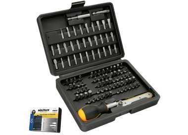 Juego Puntas con Destornillador 1/4" 99 Pzs. Con Apadtador. Cromo Vanadio, Kit Llave Combinada, Kit Carraca,