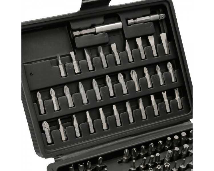 Juego Puntas con Destornillador 1/4" 99 Pzs. Con Apadtador. Cromo Vanadio, Kit Llave Combinada, Kit Carraca,