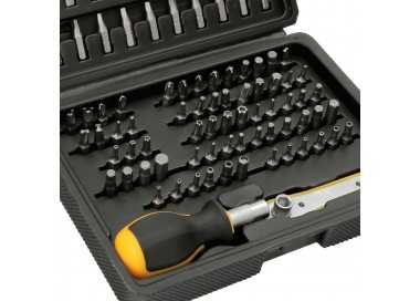 Juego Puntas con Destornillador 1/4" 99 Pzs. Con Apadtador. Cromo Vanadio, Kit Llave Combinada, Kit Carraca,