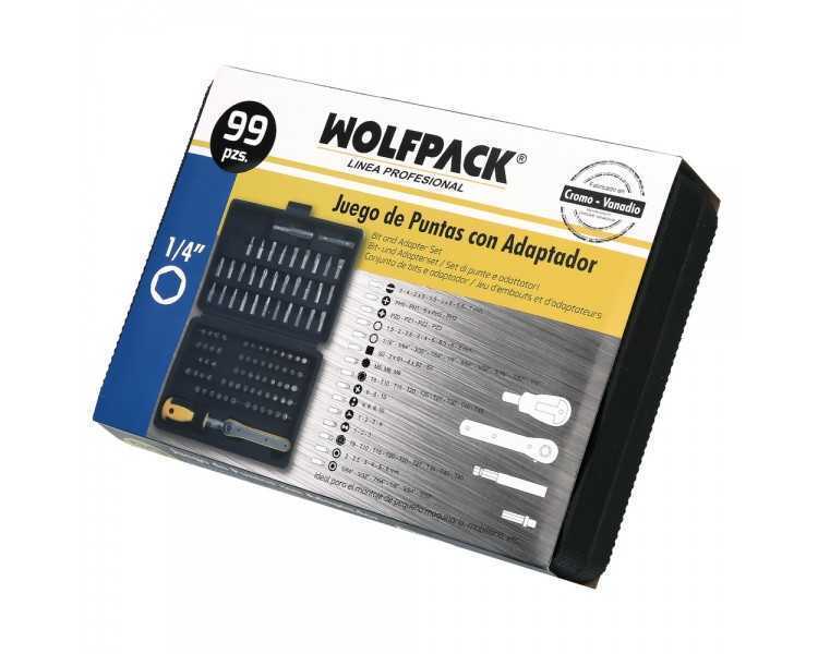 Juego Puntas con Destornillador 1/4" 99 Pzs. Con Apadtador. Cromo Vanadio, Kit Llave Combinada, Kit Carraca,