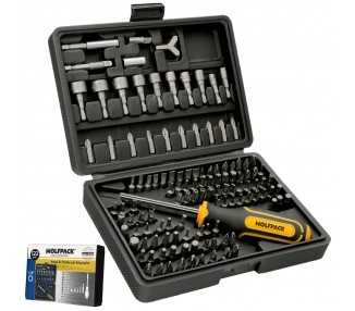 Juego Puntas con Destornillador 1/4" 122 Pzs. Con Apadtador. Cromo Vanadio, Kit Llave Combinada, Kit Carraca,
