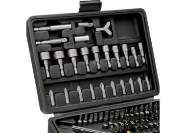 Juego Puntas con Destornillador 1/4" 122 Pzs. Con Apadtador. Cromo Vanadio, Kit Llave Combinada, Kit Carraca,
