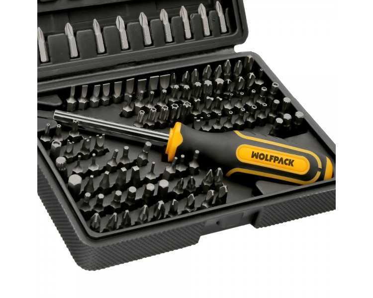 Juego Puntas con Destornillador 1/4" 122 Pzs. Con Apadtador. Cromo Vanadio, Kit Llave Combinada, Kit Carraca,