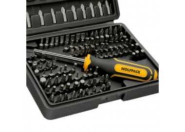 Juego Puntas con Destornillador 1/4" 122 Pzs. Con Apadtador. Cromo Vanadio, Kit Llave Combinada, Kit Carraca,